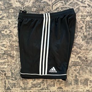 Adidas Black Shorts with White Stripes